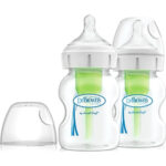 Dr.Brown's Options+ Wide Neck Anti-Colic Glass Bottle Set with Silicone Nipple 150ml for 0+