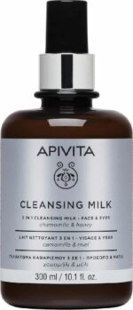 Apivita Cleansing Milk 3 in 1 for Face & Face Care Eyes with Chamomile & Honey 300ml