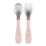 Chicco Baby's Metal Cutlery Βρεφικό Σετ Πιρούνι & Κουτάλι από Μέταλλο 18m+ Ρόζ 2τμχ