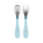 Chicco Baby's Metal Cutlery Βρεφικό Σετ Πιρούνι & Κουτάλι από Μέταλλο 18m+ Σιέλ 2τμχ