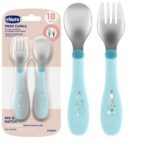 Chicco Baby's Metal Cutlery Βρεφικό Σετ Πιρούνι & Κουτάλι από Μέταλλο 18m+ Σιέλ 2τμχ - Image 2