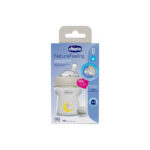 Chicco Natural Feeling Γυάλινο Μπιμπερό με Θηλή Σιλικόνης Μικρής Ροής 0m+ Γκρί, 150ml - Image 2