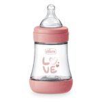 Chicco Perfect 5 Πλαστικό Μπιμπερό Κατά των Κολικών με Θηλή Σιλικόνης για 0m+ Ροζ, 150ml