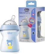Chicco Μπιμπερό Πλαστικό Natural Feeling 2m+ Σιλικόνης Μέτριας Ροής Σιέλ Αρκουδάκι 250ml - Image 3