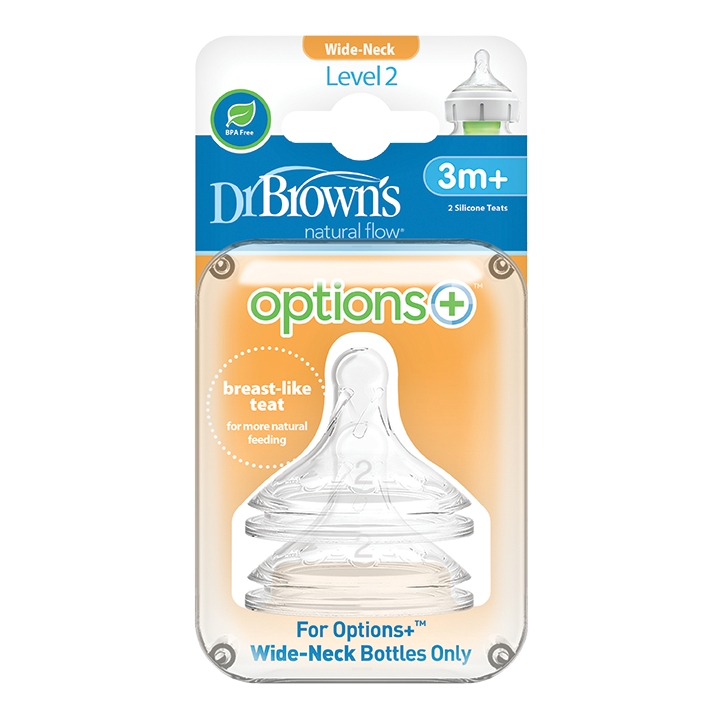 dr-browns-Θηλές-Σιλικόνης-για-Μπιμπερό-options-Με-Φαρδύ-Λαιμό-3-έως-6μηνών-2τεμ-wn22011.jpg Dr. Brown's Silicone Bottle Nipples Options+ With Wide Neck 3 to 6 months (2pcs) - Image 1