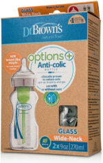 Dr. Brown's Options+ Wide Neck Anti-Colic Glass Bottle Set 270ml for 0+ months 2pcs