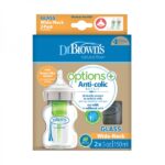 Dr. Brown's Options+ Wide Neck Anti-Colic Glass Bottle Set with Silicone Nipple 150ml for 0+ - Image 2