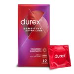 Durex Προφυλακτικά Πολύ Λεπτά Sensitive Έξτρα Λιπαντικό, 12τεμ