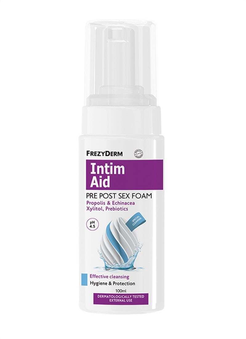 frezyderm-intim-aid-pre-post-sex-foam-Αφρός-Καθαρισμού-για-Ευαίσθητη-Περιοχή-100ml1.jpg Frezyderm Intim Aid Pre Post Sex Foam Αφρός Καθαρισμού για Ευαίσθητη Περιοχή, 100ml - Image 1