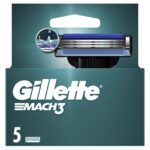Gillette Mach3 Ανταλλακτικές Κεφαλές με 3 Λεπίδες και Λιπαντική Ταινία 5τμχ