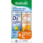 Health Aid Combo Pack Vitamin D3 2000iu, 20tabs & Vitamin C1000mg, 20tabs, 1σετ