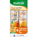 Health Aid Promo AtoZ Active Multivitamin Tropical Fruits & Vitamin C 1000mg Orange 20 Effer.tabs