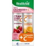 Health Aid Promo Pack Cranberry 500mg + Vitamin C, 20tabs & Vitamin C 1000mg, 20tabs