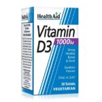 Health Aid Vitamin D3 1000 IU Συμπλήρωμα Διατροφής Βιταμίνης D3, 30tabs