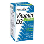 Health Aid Vitamin D3 2000IU Για Την Υγεία Των Οστών, Δοντιών & Ενίσχυση του Ανοσοποιητικού, 120tabs