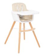 Kikka Boo Woody Highchair with Wooden Frame & Beige Leatherette Seat