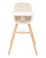 Kikka Boo Woody Highchair with Wooden Frame & Beige Leatherette Seat - Image 2