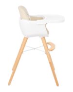 Kikka Boo Woody Highchair with Wooden Frame & Beige Leatherette Seat - Image 3