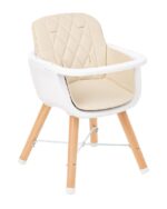 Kikka Boo Woody Highchair with Wooden Frame & Beige Leatherette Seat - Image 5