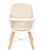 Kikka Boo Woody Highchair with Wooden Frame & Beige Leatherette Seat - Image 6