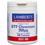 Lamberts GTF Chromium 200μg Συμπλήρωμα για την Σταθεροποίηση του Επιπέδου Γλυκόζης στο Αίμα 100tabs