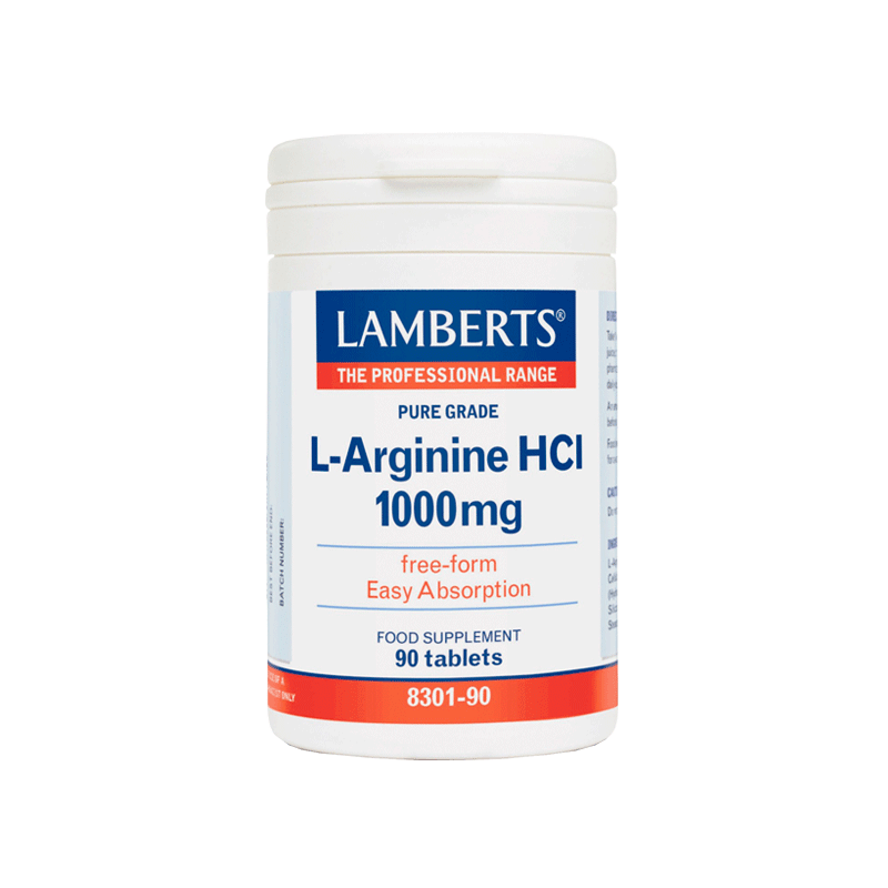lamberts-l-arginine-hcl-1000mg-90-ταμπλέτες-83011.png Lamberts L-Arginine HCl 1000mg Συμπλήρωμα για Ενίσχυση του Καρδιαγγειακού Συστήματος 90tabs - Image 1