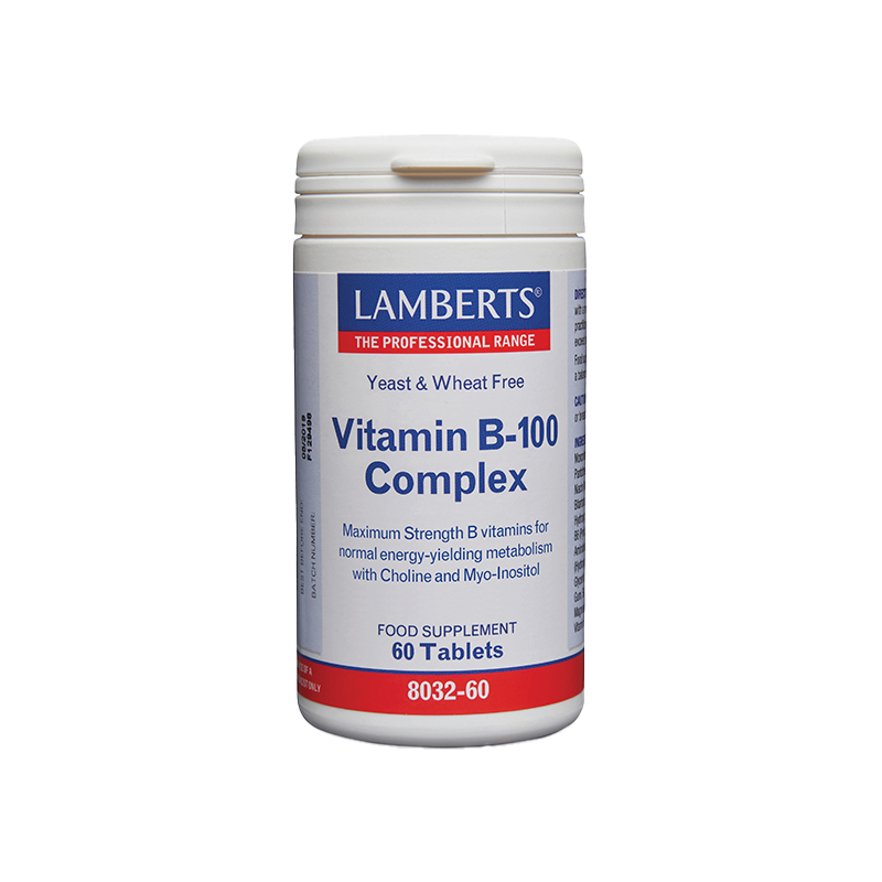 lamberts-vitamin-b-100-complex-Βιταμίνη-για-Ενέργεια-τα-Μαλλιά-38-τo-Δέρμα-60-ταμπλέτες-80321.png Lamberts Vitamin B-100 Complex Συμπλήρωμα για Ανοσοποιητικό & Ενίσχυση του Μεταβολισμού 60tabs - Image 1