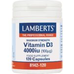 Lamberts Vitamin D3 4000iu Συμπλήρωμα Διατροφής για το Ανοσοποιητικό & την Υγεία των Οστών 120caps