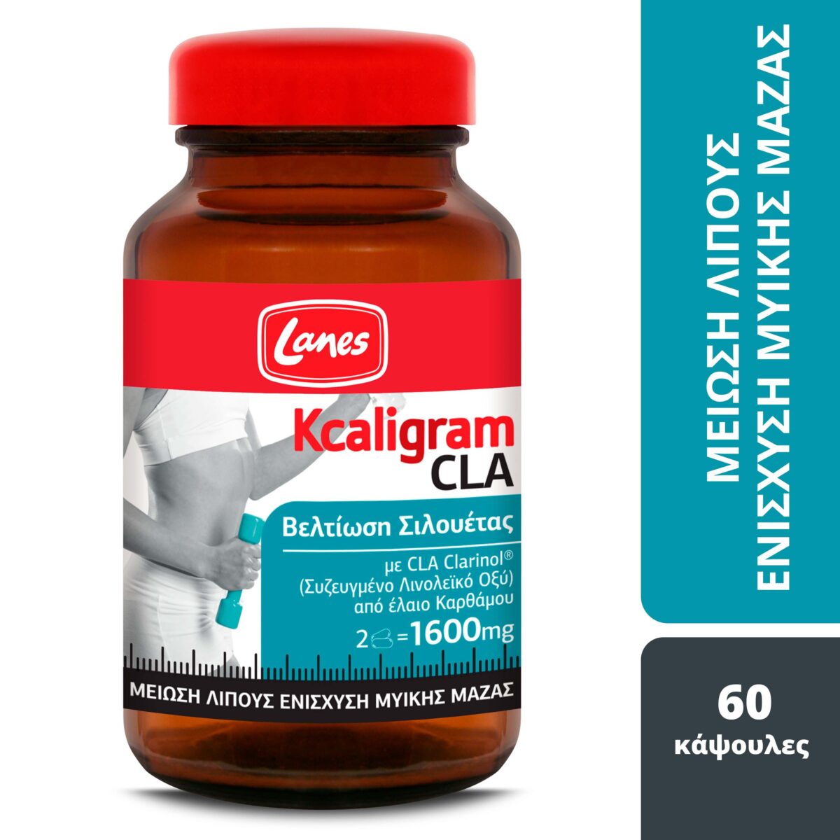 Lanes Kcaligram CLA 1600mg Συμπλήρωμα Διατροφής για Μείωση Λίπους & Ενίσχυση Μυικής Μάζας 60caps - Image 2