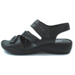 Level Anatomic Ανατομικό Γυναικείο Πέδιλο Δερμάτινο Με Velcro, Μαύρο, 2113 (N. 41)
