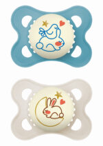MAM Original Night Orthodontic Silicone Pacifier Boy Blue⁄Beige 2-6 months (2pcs)(110SBc)