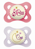 MAM Original Night Orthodontic Silicone Pacifier Girl Pink⁄Purple 2-6 months (2pcs) (110SGc)
