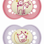 MAM Original Night Orthodontic Silicone Pacifier Girl Pink⁄Purple 6-16 months (2pcs) (160Sgc)