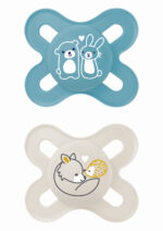 MAM Original Start Orthodontic Silicone Pacifier 0-2 months Blue⁄Beige (2pcs) (125SBc)