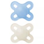 MAM Original Start Orthodontic Silicone Pacifier Blue⁄Beige 0-2 months (2pcs) (078SBc)