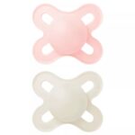 MAM Original Start Orthodontic Silicone Pacifier Pink⁄Beige 0-2 months (2pcs) (078SGc)