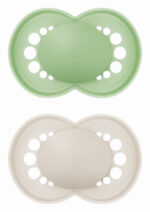 MAM Original Unprinted Orthodontic Pacifier Silicone Cream⁄Petrol 6-16 months (2pcs) (178SU)