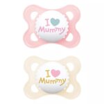 MAM Original Πιπίλα Σιλικόνης Love Mummy Ροζ⁄ Μπεζ 2-6 μήνες (2τμχ) (115SG1c)