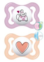 Mam Pacifier Supreme Silicone 2-6 months - Collection Better Together Girl Bordeaux & Orange, 2pcs - Image 2