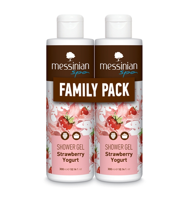 messinian-spa-family-pack-shower-gel-Αφρόλουτρο-strawberry-yogurt-2-x-300ml1.jpg Messinian Spa Family Pack Shower Gel Αφρόλουτρο -Strawberry Yogurt 2 x 300ml - Image 1