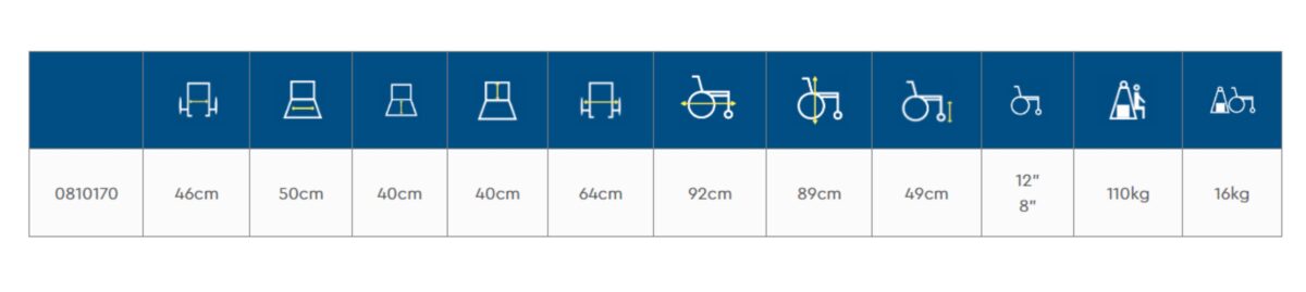 Mobiak Αναπηρικό Αμαξίδιο Εσωτερικού Χώρου BASIC 46cm 12" (0810170) - Image 3