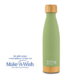 Nava Travel Bottle Bamboo Θερμός Ποτήρι Ανοξείδωτο με Πλαστικό Καλαμάκι We Care Πράσινο 500ml