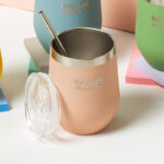 Nava Thermos Glass With Stainless Steel Straw "We Care" Pink 360ml (10-262-100) - Image 5