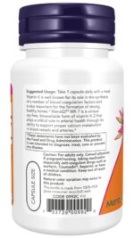 Now Foods MK-7 Vitamin K-2 Βιταμίνη 100mcg 60 φυτικές κάψουλες - Image 3
