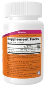 Now Foods Vitamin D-3 10000iu για Ενίσχυση του Ανοσοποιητικού & την Υγεία των Οστών 120softgels - Image 2