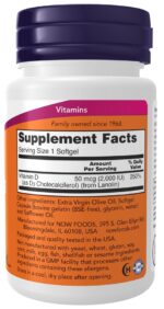 Now Foods Vitamin D-3 Vitamin for Immune 2000iu 120 soft capsules - Image 2