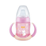 NUK First Choice Night Εκπαιδευτικό Μπιμπερό Πλαστικό με Λαβές Ροζ 6m+ 150ml