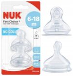 NUK First Choice Θηλή Για Μπιμπερό No Colic 6-16 Medium (2τμχ)