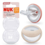 Nuk Mommy Feel Silicone Pacifiers for 0-9 months with Velcro Case & Beige 2pcs - Image 2