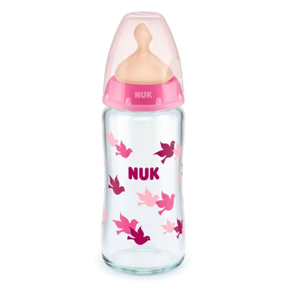 nuk-Γυάλινο-Μπιμπερό-first-choice-plus-Ροζ-Θηλή-Καουτσούκ-0-6m-240ml1.jpg NUK Γυάλινο Μπιμπερό First Choice Plus Ροζ, Θηλή Καουτσούκ 0-6m, 240ml - Image 1